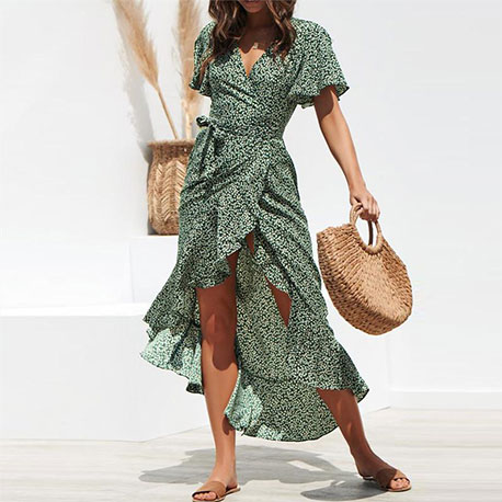 2018 Hot New Tropical Print Button Front Belted Romper